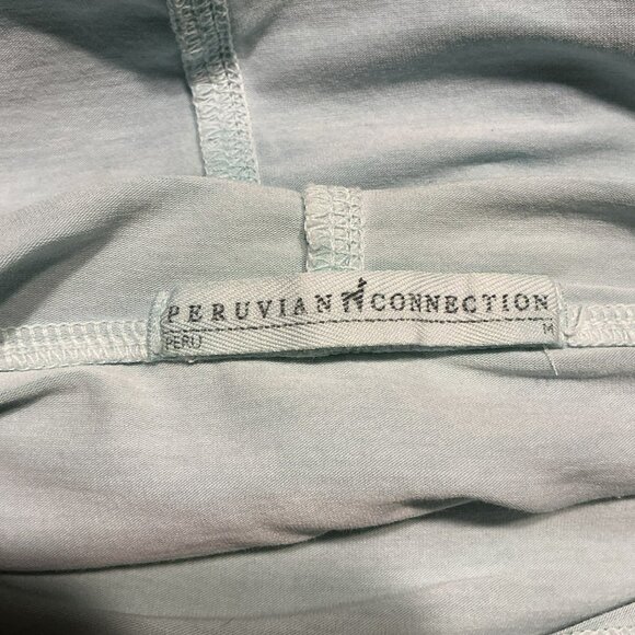 Peruvian Connection Long-Sleeve Lightweight Hooded Tunic Top Aqua Womens Medium - Picture 8 of 8